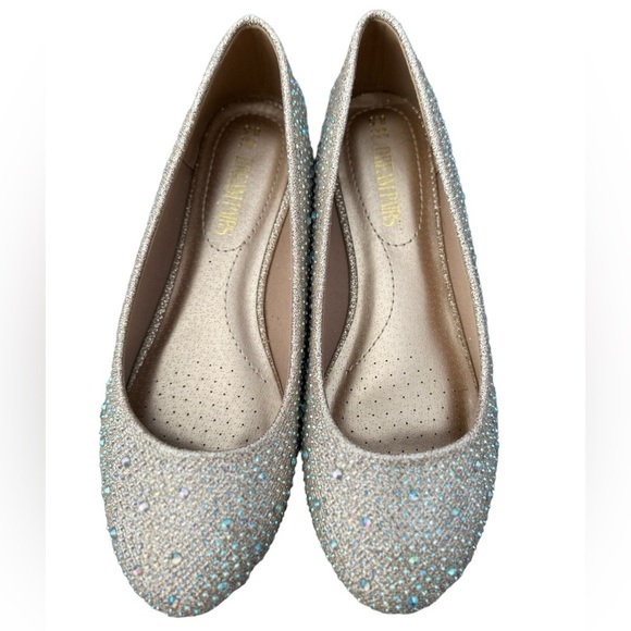 NEW Ladies Gold Sparkly Rhinestone Ballet Flats Shoes Size 8.5 - Picture 3 of 5